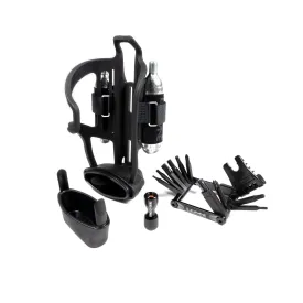LEZYNE Tubeless Flow Storage Loaded Bicycle Cage Holder, Integrated Storage Container with V Pro Multi-Tool, Tubeless Tire Repair Tool, Tire Seals (1-BC-FLSTL-V404)